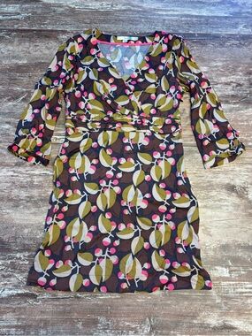 Boden | Women’s Faux Wrap Dress Mod 3/4 Sleeveless Above Knee V-Nexk Pattern 4R